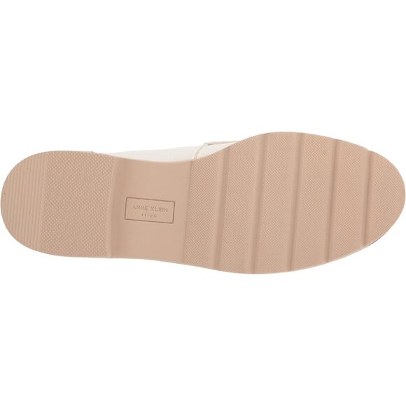 Anne Klein Womens White Rubber Low Chunky Heel Rounded Toe Emmylou Loafer Flat - Picture 4 of 9